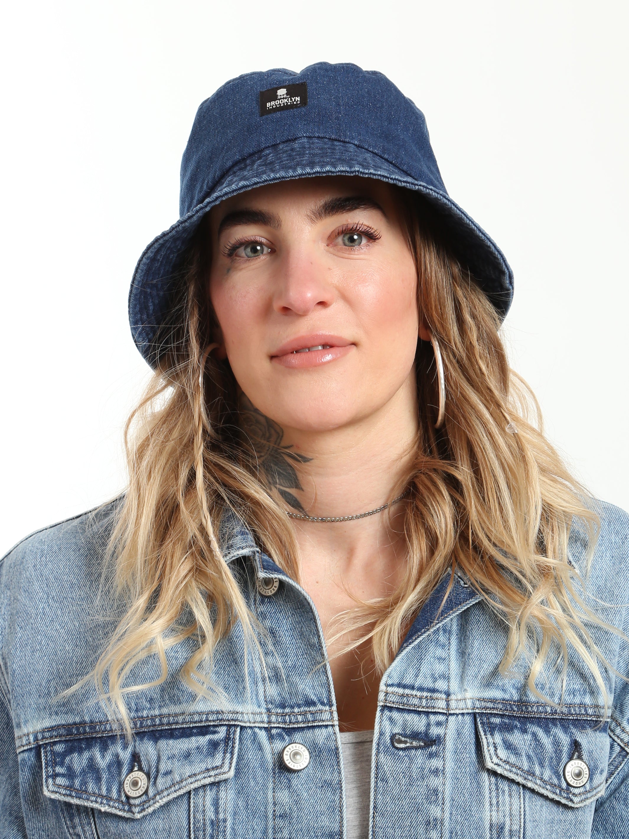 Denim Bucket Hat Womens Sun Cap Blue Cotton OSFM Side Rivets | eBay